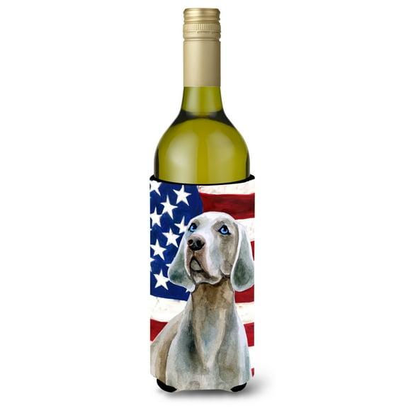 Carolines Treasures BB9674LITERK Weimaraner Patriotic Wine Bottle Beverge Insulator Hugger  Wine Bottle multicolor