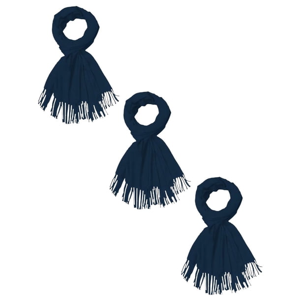 Bufanda De Invierno Mujer Suave Diseño De La Tela Liso 3 Piezas Azul Oscuro Unitalla