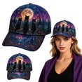 thumbnail image 4 of 3D Halloween Embroidered Baseball Cap,Three Black Cat Fence Moon Design Adjustable Sun Hat for Unisex,for Fall Halloween Holiday Party Outdoor Daily Wear, 4 of 4