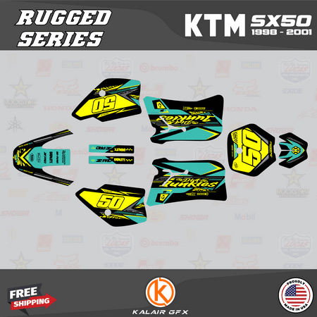 Kalair GFX Graphics Kit for Ktm 50SX MINI SX50 (1998-2001) Rugged Series Kalair GFX Graphics Kit for Ktm 50SX MINI SX50 (1998-2001) Rugged Series