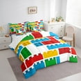 thumbnail image 3 of Castle Fairy Colorful Brick 7 Pieces Bedding Comforter Set,Building Blocks Full Bedding Set Lightweight,Construction Game Fitted Sheet Flat Sheet,Microfiber Cartoon Bedroom Decor,Reversible, 3 of 8