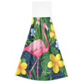 thumbnail image 7 of Yayeee Kitchen Hanging Hand Towels Set of 2 with Loop Bathroom Absorbent Tie Towel, Pink Flamingo Pattern, 7 of 7