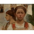thumbnail image 2 of Włodzimierz Tetmajer 14x12 Black Ornate Wood Framed Double Matted Museum Art Print Titled: Two Female Heads, 2 of 5