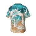 thumbnail image 6 of Lsque Ocean Wave Crash print Men's Cuban Collar Short Sleeve Shirt Summer Beachwear Casual Button Down Fashionable Vacation Leisure Shirt-Large, 6 of 7