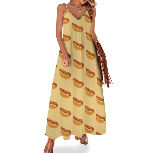 Vestido sin mangas Hot Dog 8-Bit Ropa de mujer Vestidos largos con velo Vestido largo de mujer