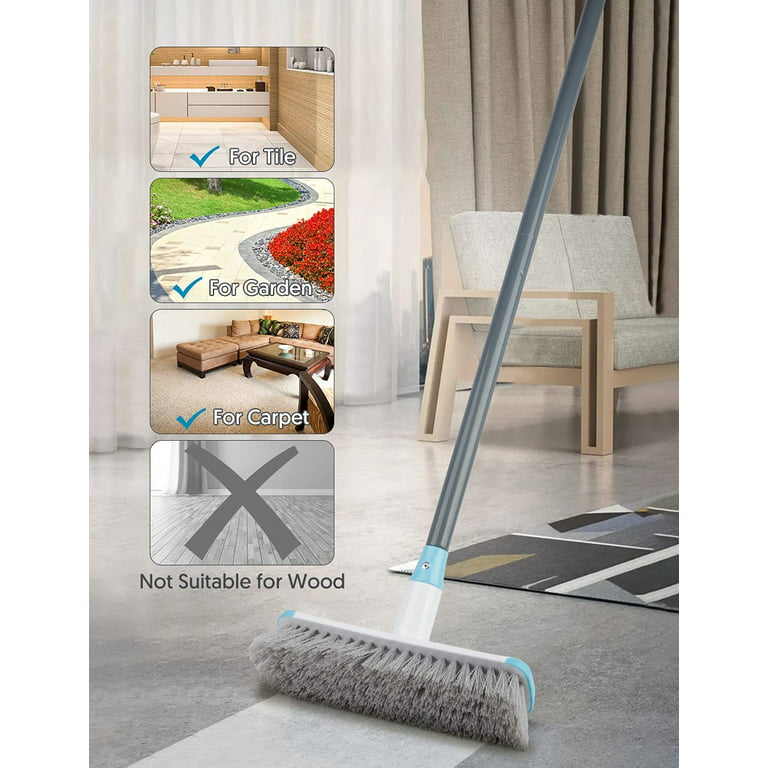 Sugarday Floor Scrub Brush with Long Handle for Cleaning Shower Bathroom Kitchen Tub Deck Brush, Size: One size, Blue