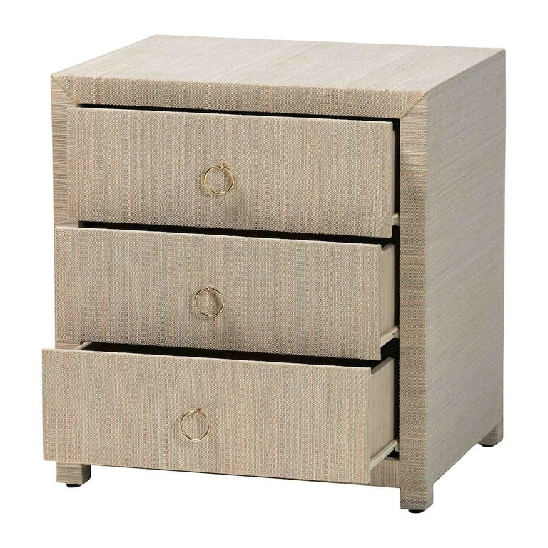 bali & pari Quinn Bohemian Woven Natural Grasscloth 3-Drawer