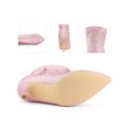 thumbnail image 2 of BLISSFUL STEP Women's Boots Glitter Over The Knee Stiletto Heel Pointy Toe Party Boots Pink 7, 2 of 6