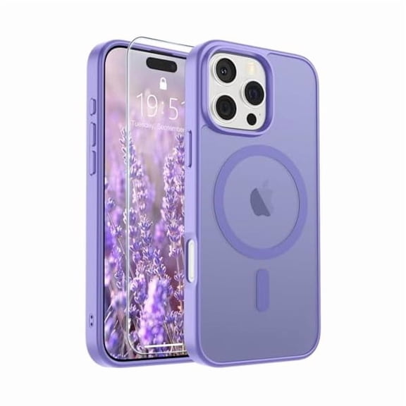 Eryueer Magnetic for iPhone 16 Pro Max Case Slim Translucent Matte Shockproof with Anti-Fingerprint Phone Case,Purple