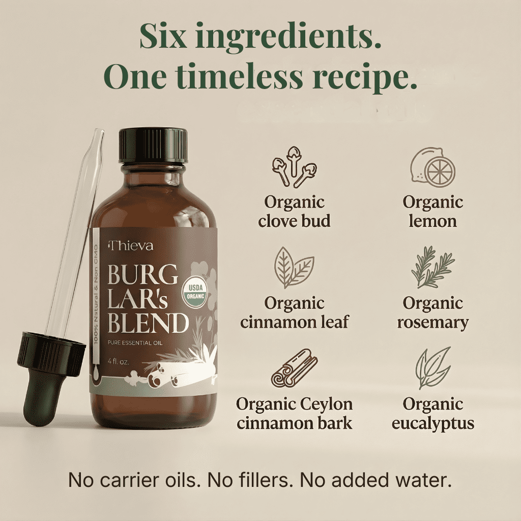 Thieva Immunity Essential Oil Blend, USDA Certified Therapeutic Grade, 4 oz — Based on The Tale of Four Bandits