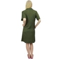 thumbnail image 4 of Bimba Womens Fuchsia Pink Notched Collar Button Down Sleepshirt With Pockets-22, 4 of 6