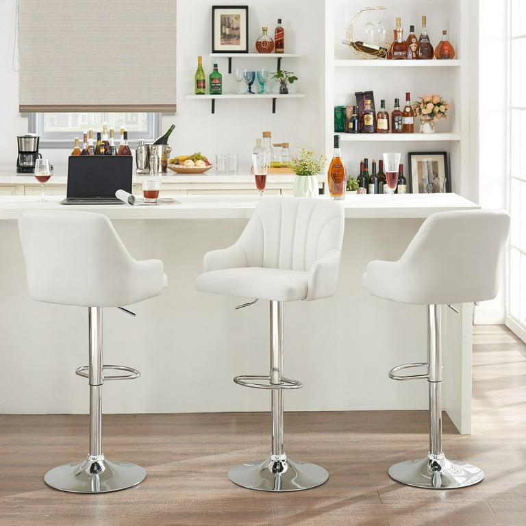 VECELO Set of 4 Bar Stools Faux Leather Adjustable Swivel Counter