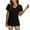 Black, variant on Lovskoo Summer Tops for Women 2024 V Neck Short Sleeve Solid Color Casual Pleated T Shirt with Ruffled Sleeves Loose Top Shirt Green