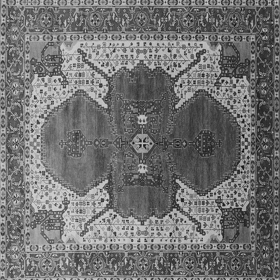 Ahgly Company Indoor Square Oriental Gray Industrial Area Rugs, 3' Square