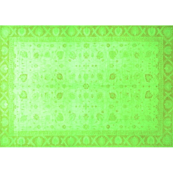 Ahgly Company Indoor Rectangle Oriental Green Traditional Area Rugs, 7' x 10'