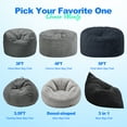 thumbnail image 7 of Hobestluk 3 in 1 Bean Bag Chair Giant Bean Bag Chairs for Adults with Chevron Plush Fur Cover Convertible Bean Bag Floor Cushion with Machine Washable Cover for Living Room (Chevron Plush Black), 7 of 7