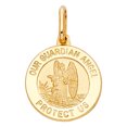 thumbnail image 2 of Wellingsale 14K Yellow Gold Polished Religious Our Guardian Angel Medallion Our Guardian Angel Protect Us" Charm Pendant, 2 of 5