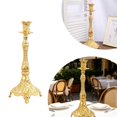 thumbnail image 2 of Taper Candle Holders Set of 2, Gold Ornate Metal Candlestick Stand 10.6 Inch Deluxe Shabbat Wedding Centerpiece for Dining Table Home Christmas Festival Decoration Use, 2 of 6