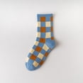 thumbnail image 1 of Womem Blue Plaid Socks Shallow Mouth Japanese Cute Milk Pattern Socks Sports Socks Sock Multicolor, 1 of 3