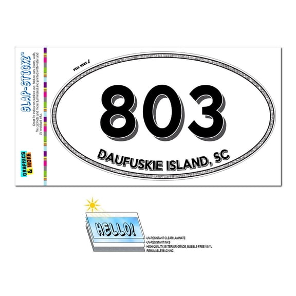 803 - Daufuskie Island, SC - South Carolina - Oval Area Code Sticker