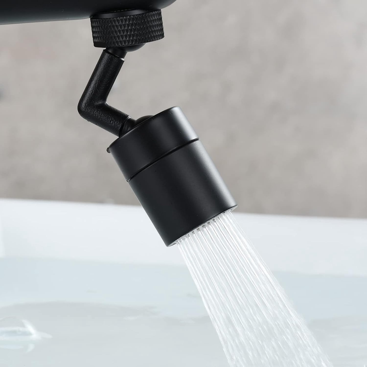 Rotating Faucet Aerator, Universal Brass Splash Filter Faucet Extender for Kitchen Bathroom Face Wash Gargle & Eyewash, Easy to Install Black