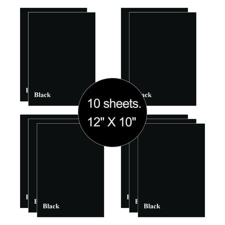 10 Sheets Black 12" x 10" HTV Iron On Heat Transfer Vinyl Paper for T-Shirts Cricut Silhouette