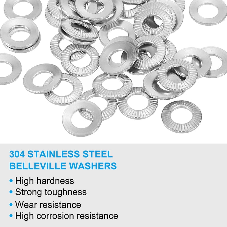100-Pack M8 Flat Washers - 304 Stainless Steel, 16mm OD, 8.4mm ID, 1.6mm Thick, Bright Finish