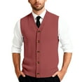 thumbnail image 2 of Men's Button Down Sweater Vest Lightweight Knitted V-Neck Sleeveless Cardigans Knitwear Red 4XL, 2 of 7