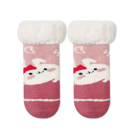 

KelaJuan Baby Winter Slipper Socks Warm Sherpa-lined Fuzzy Socks with Grips for 0-4 Years Old