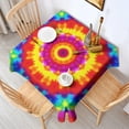 thumbnail image 2 of Rainbow Tie Dye Mandala Pattern Square Tablecloth,Waterproof Square Table Cover,Wipeable Spillproof Washable Table Cover for Home Kitchen Party Decor 60"x60"(152x152cm), 2 of 6