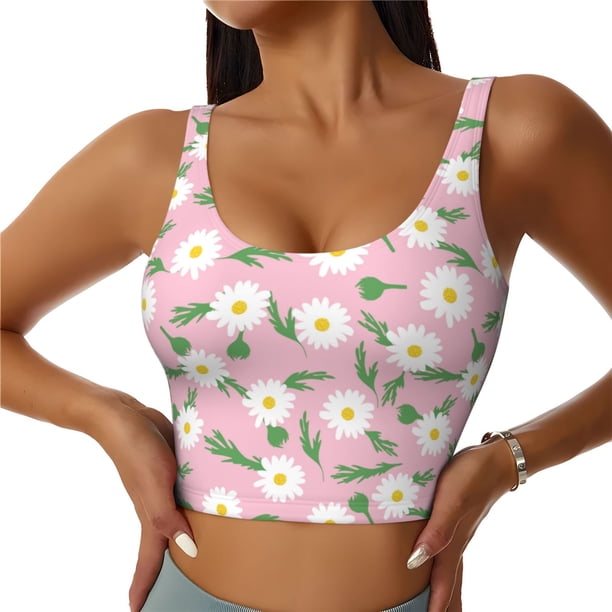 Balery Daisies Flowers Sujetadores deportivos con espalda cruzada para mujer, acolchados, sin costuras, de alto impacto, ideales para yoga, gimnasio, entrenamiento y fitness.-Small