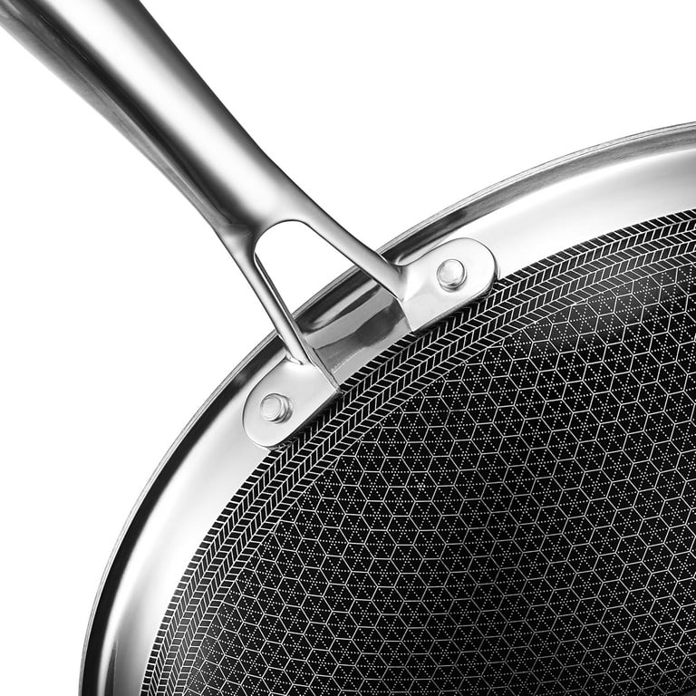 HexClad Hybrid Nonstick 14-Inch Wok with Steel Lid, Stay-Cool