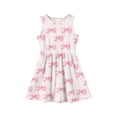 thumbnail image 5 of Grblisyd Girls Dresses Size 10-12 Coquette Bow Print Ruched Dresses Casual Crew Neck Sleeveless Priness A-line Dress, 5 of 5