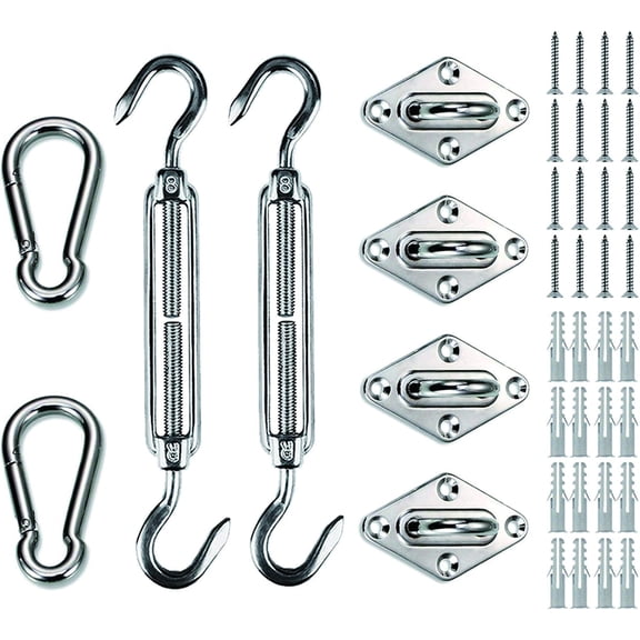 Shade sail Hardware Kit for Rectangle Heavy Duty Sun Shade sail Installation 8 Inches 316 Stainless Steel for Deck Garden Lawn Patio B
