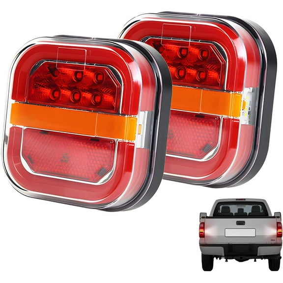 Wireless Trailer Lights, IP67 Waterproof LED Magnetic Towing Tail Light Wireless Trailer Light Kit, Rechargeable Towing Light Kit with Powerful Suction Base for Trucks, Boat, RV, Vehicle (2PCS)
