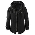 thumbnail image 2 of Txeol Men's Hooded Trench Coat Full Zip Button Front Jacket with Detachable Hood Windproof Winter Outerwear,Black,XXL, 2 of 7