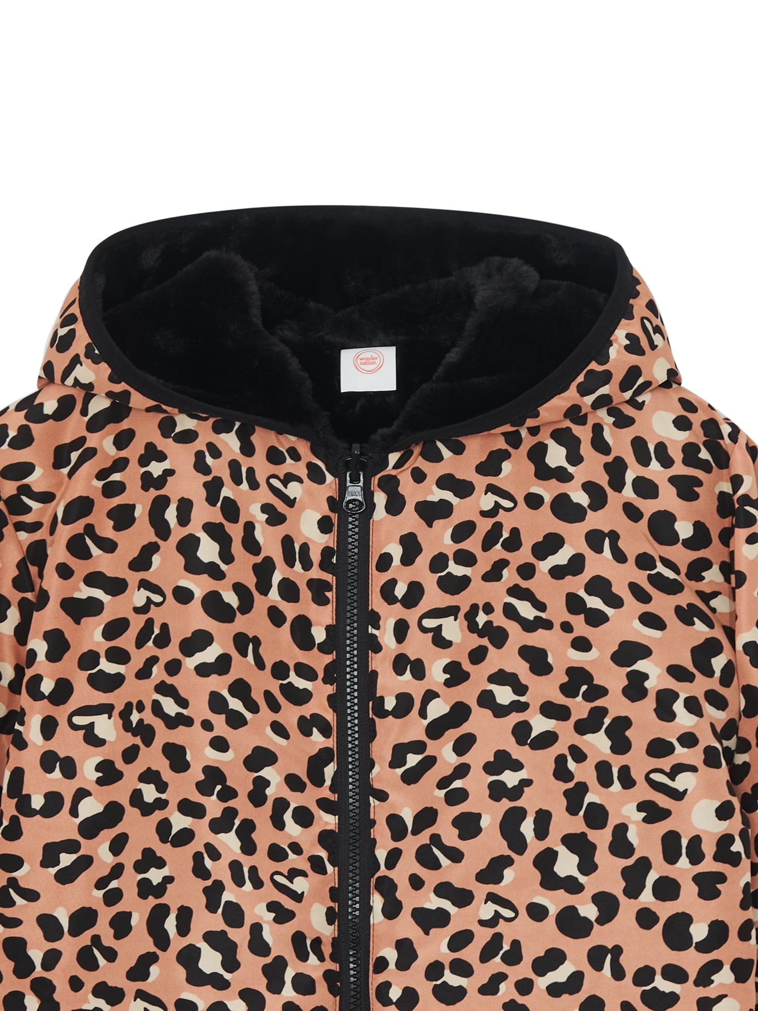 Wonder Nation Toddler Girl Faux Fur Reversible Jacket, Sizes 12M-5T