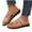Khaki, variant on Women Double Strap Flat Toe Ring Sandals Open Toe Metal Buckle Cushioned Plus Size Shoes Spring Summer Casual Versatile,Brown