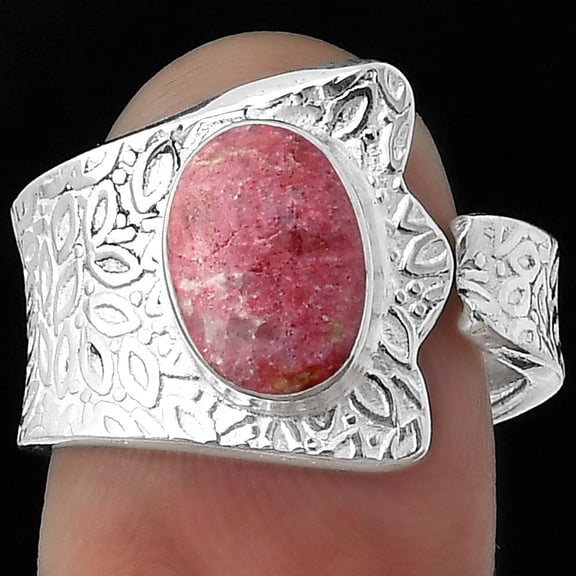 Desiregem Adjustable - Pink Thulite - Norway 925 Silver Adult Women Ring s.7.5 Jewelry SDR152381