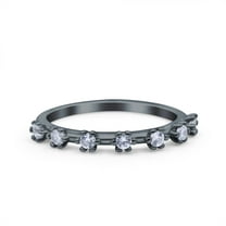 Black Tone Simulated Half Eternity Ring Wedding Engagement Band 925 Sterling Silver