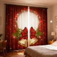 thumbnail image 4 of Oliegs Rideaux Imprimés des Fêtes 2 Rideaux Plats 2D Imprimés Rouges de Noël avec Flocons de Neige et Branches pour Chambre Salon Fête des Fêtes, 4 of 5