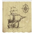 thumbnail image 3 of Ambesonne Compass Shower Curtain, Old Paper Ship, 69"Wx70"L, Brown Sand Brown, 3 of 3