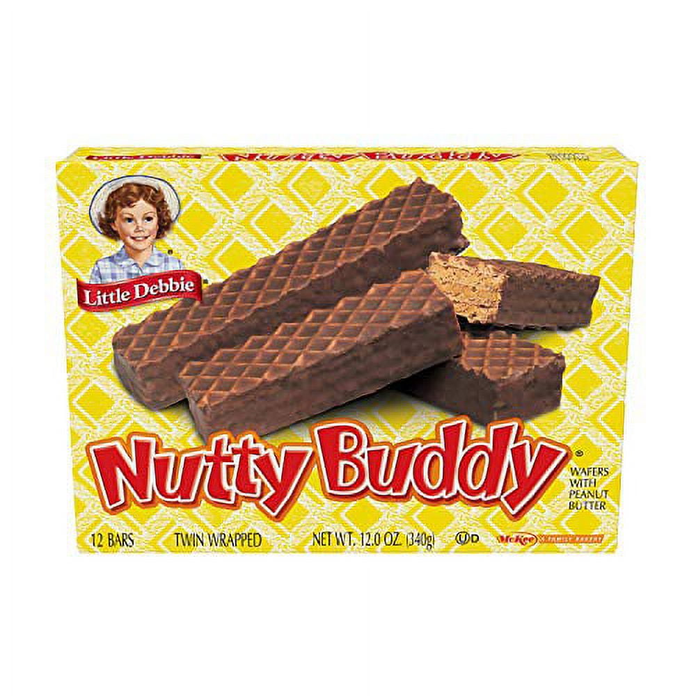 Little Debbie Nutty Buddy Bars, 16 Boxes, 96 Twin-Wrapped Wafer Bars, Brown