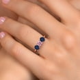 thumbnail image 4 of Gem Stone King 18K Rose Gold Plated Silver Pink Lab Grown Diamond and Blue Sapphire Engagement Ring for Women | 1.70 Cttw | Round 5MM | Gemstone April Birthstone | Size 5, 4 of 6