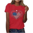 thumbnail image 2 of Xdegoge 4th of July Ornate Flag Heart Graphic T Shirt for Women Short Sleeve Crewneck Patriotic USA Stars and Stripes Summer Casual Loose Graphic Tees Tops, 2 of 6