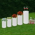 thumbnail image 3 of 5pcs Cylinder Pedestal Art Decor Stand White Metal Cylinder Pedestal Display Stand Dessert Table Display Pillars for Wedding, Birthday, Banquet, Anniversary Celebration Decoration, 3 of 11