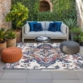 thumbnail image 2 of Boho Navy Blue Outdoor Rug for Patio/Deck/Porch, Non-Slip Large Area Rug 5 x 7 Ft, Vintage Southwestern Geometric Art Indoor Outdoor Rugs Washable Area Rugs, Reversible Camping Rug Carpet Runner, 2 of 8