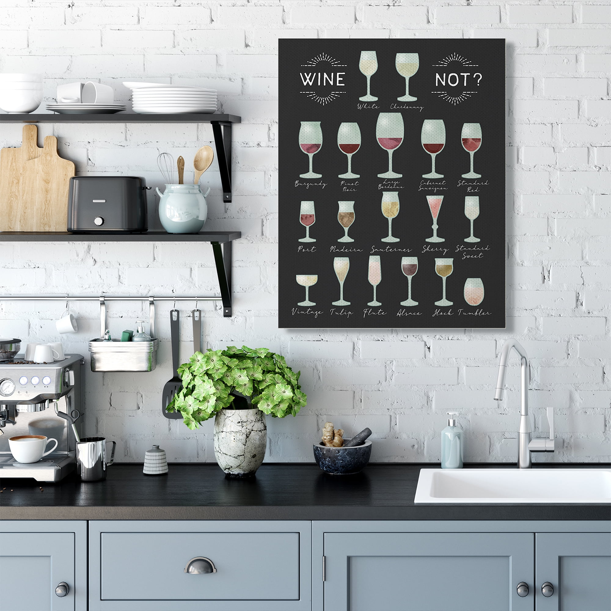 Stupell Industries Wine Not Chart Infographic Kitchen Home Design Canvas Wall Art by Daphne Polselli