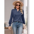 thumbnail image 3 of Weardear Womens Basic Tops V Neck Long Pattern Sleeve Top, 3 of 5