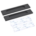 thumbnail image 1 of Unique Bargains 180x40x5.7mm Rectangle Finger Flush Pull Handle with Sticker Anodizing Black 2 Pack, 1 of 5